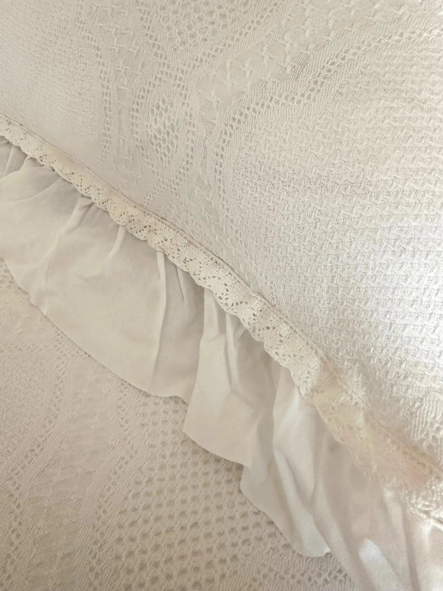 Cotton White Lace Bedspread with Matching Shams for King and Queen Beds - Love Salve